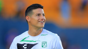 MONTERREY, MEXICO - SEPTEMBER 13: James Rodriguez of Leon smiles prior to the 8th round match between Tigres UANL and Leon as part of the Torneo Apertura 2025 Liga MX at Universitario Stadium on September 13, 2025 in Monterrey, Mexico. (Photo by Hugo Rivera/Jam Media/Getty Images)