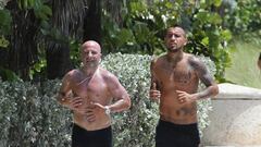 Jorge Sampaoli y Arturo Vidal trotan en Miami.