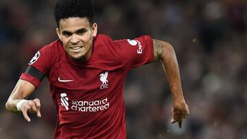 Liverpool (United Kingdom), 04/10/2022.- Luis Diaz of Liverpool FC in action during the UEFA Champions League group A soccer match between Liverpool FC and Rangers FC in Liverpool, Britain, 04 October 2022. (Liga de Campeones, Reino Unido) EFE/EPA/Peter Powell
