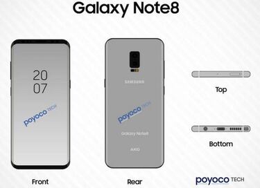 El aspecto del Samsung Galaxy Note 8 en un nuevo render filtrado