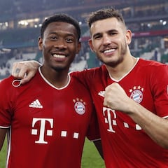 Lucas Hernández 'celebra' la marcha de Alaba