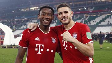 Lucas Hernández 'celebra' la marcha de Alaba