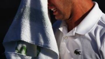 Albert Ramos muestra su frustación durante su derrota en primera ronda de Auckland ante Olivier Rochus.