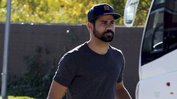 Diego Costa, a su llegada a una concentración de la Selección Española.