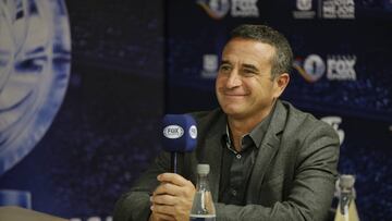 El t&eacute;cnico uruguayo Guillermo Sanguinetti de Independiente Santa Fe durante una rueda de prensa del Torneo Fox Sports 2019