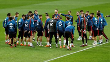 Los jugadores de la Selección, durante su entrenamiento en el Wanda.