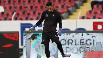 Camilo Vargas of Atlas during the game Atlas vs Necaxa, corresponding to day 13 of the Torneo Clausura Grita Mexico C22 of Liga BBVA MX, at Jalisco Stadium, on April 07, 2022.

<br><br>

Camilo Vargas de Atlas durante el partido Atlas vs Necaxa, correspondiente a la jornada 13 del Torneo Clausura Grita Mexico C22 de la Liga BBVA MX, en el Estadio Jalisco, el 07 de Abril de 2022.