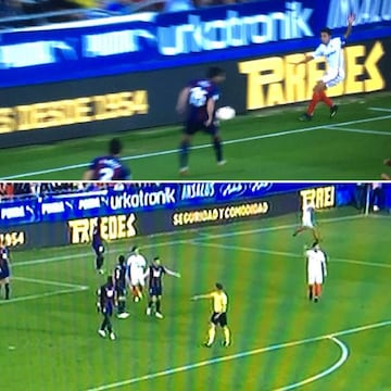 Mano de Cote en el Eibar-Sevilla