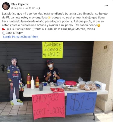 Checo Pérez: Adolescente vende botanas para ir a la F1 y conocer al piloto