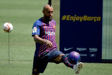 Presentación del jugador chileno, Arturo Vidal, como nuevo jugador del Fútbol Club Barcelona.