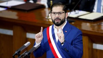 Chile's President Gabriel Boric speaks during his annual address at the National Congress building in Valparaiso, Chile June 1, 2024. REUTERS/Rodrigo Garrido