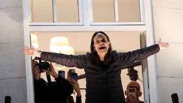 Nobel Peace Prize laureate Maria Corina Machado reacts from a balcony of Grand Hotel, after her daughter Ana Corina Sosa Machado, accepted the award on her behalf, in Oslo, Norway December 11, 2025. REUTERS/Leonhard Foeger TPX IMAGES OF THE DAY