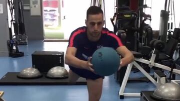 Kalinic, hoy en el Cerro, haciendo horas extra para llegar al partido ante el Mónaco.