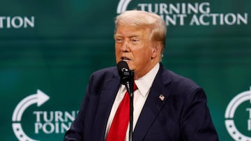Republican presidential nominee and former U.S. President Donald Trump speaks at Turning Point Action's The Believers Summit 2024 in West Palm Beach, Florida, U.S., July 26, 2024. REUTERS/Marco Bello