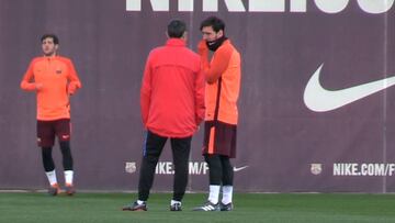 La intensa charla entre Valverde y Messi: la cara del míster, definitoria