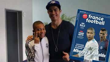 Mbapp&eacute;, con 14 a&ntilde;os, en una fotograf&iacute;a con Cristiano Ronaldo y la portada de &#039;France Football&#039;.