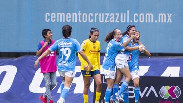 during the Liga BBVA MX Femenil Round 1st match between Cruz Azul and America, at La Noria, on July 07, 2024 in Mexico City, Mexico.