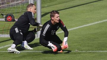 Nübel y Neuer en un entrenamiento.
