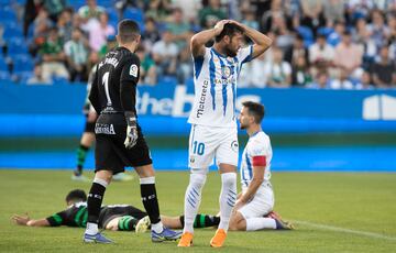 José Arnáiz, tras marrar una ocasión ante el Racing. 