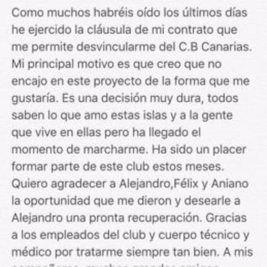 Xavi Rey se despide de Tenerife: el Estudiantes ya le espera