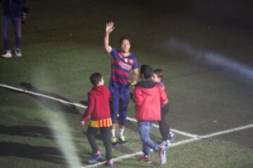 El Barcelona campeón de la Liga BBVA y Copa del Rey. Adriano.