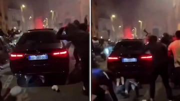 Un coche atropella a aficionados del PSG en los Campos Elíseos y lo acaban destrozando