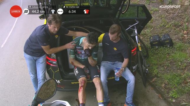 Van Aert se despide de La Vuelta tras una fuerte caída