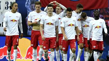 Los jugadores del Leipzig celebran un gol. 