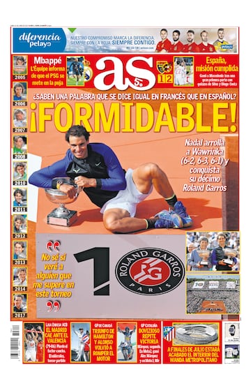 Rafa Nadal a través de las portadas de As