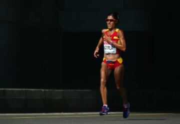 Alessandra Aguilar durante la Maratón femenina del Campeonato Mundial de Atletismo Moscú 2013 en el estadio Luzhniki el 10 de agosto de 2013.