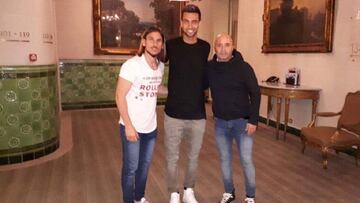 Javier Pastore durante su reunión con Jorge Sampaoli.