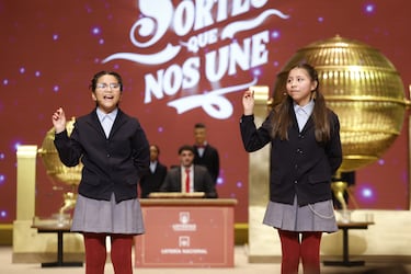 Alba Yadira Machaca Tapia e Italy Andrea Blanco Flores han tenido el honor de cantar 'El Gordo' del Sorteo Extraordinario de Navidad de la Lotería Nacional.