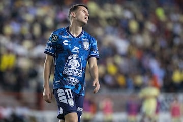 Oussama Idrissi of Pachuca during the semifinals second leg match between Pachuca and America as part of the CONCACAF Champions Cup 2024, at Hidalgo Stadium on April 30, 2024 in Pachuca, Hidalgo, Mexico.