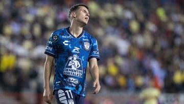 Oussama Idrissi of Pachuca during the semifinals second leg match between Pachuca and America as part of the CONCACAF Champions Cup 2024, at Hidalgo Stadium on April 30, 2024 in Pachuca, Hidalgo, Mexico.