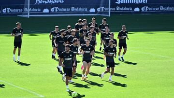 Entrenamiento del M&aacute;laga en estera del Castell&oacute;n.