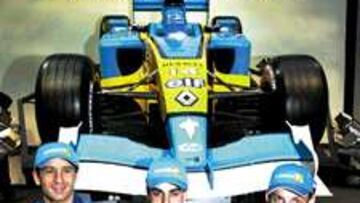 BUEN EQUIPO. De izquierda a derecha, Jarno Trulli, Fernando Alonso y Jenson Button.