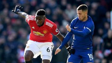 Pogba y Hazard, en un United-Cheslea, objetivos del Real Madrid.