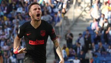 Saúl celebra su gol ante el Espanyol el 1 de marzo pasado.