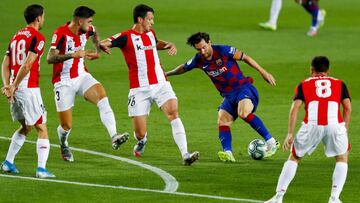 De Marcos, Núñez y Vesga ante Messi.