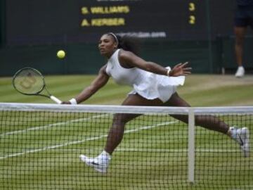 All England Lawn Tennis & Croquet Club, Wimbledon, England - 9/7/16 USA's Serena Williams in action against Germany's Angelique Kerber during the womens singles final