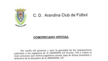 Comunicado del Arandina.