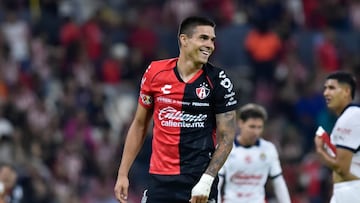 Uros Durdevic of Atlas during the 17th round match between Atlas and Guadalajara as part of the Liga BBVA MX, Torneo Clausura 2025 at Jalisco Stadium, on April 19, 2025 in Guadalajara, Jalisco, Mexico.