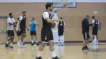 Campazzo, en el entrenamiento del Real Madrid.