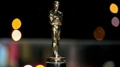 FILE PHOTO: An Oscars statuette on display at a screening of the Oscars in Paris, France April 26, 2021. Lewis Joly/Pool via REUTERS/File Photo