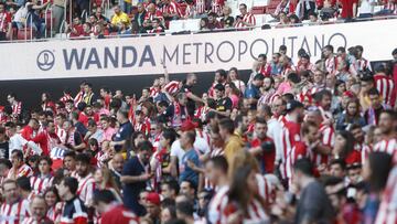 Afición en el Wanda Metropolitano, que en la 2ª jornada de Liga jugará ante el Eibar a las 13:00.