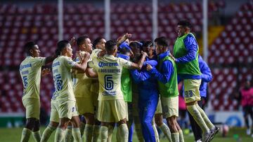Emilio Lara celebrates his goal 0-1 of America during the game Queretaro vs America, corresponding Round 16 the Torneo Apertura 2022 of the Liga BBVA MX at La Corregidora Stadium, on August 23, 2022.
<br><br>
Emilio Lara celebra su gol 0-1 de America durante el partido Queretaro vs America, correspondiente a la Jornada 16 del Torneo Apertura 2022 de la Liga BBVA MX en el Estadio La Corregidora, el 23 de Agosto de 2022.