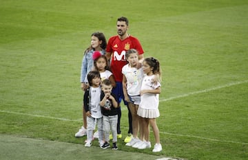 David Villa con su familia.