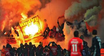 A picture taken on October 29, 2016 shows Spartak Moscow supporters