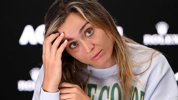 This handout picture released by the Tennis Australia on January 21, 2025 shows Spain's Paula Badosa speaks at a press conference on day ten at the Australian Open tennis tournament in Melbourne. (Photo by Vince CALIGIURI / TENNIS AUSTRALIA / AFP) / ----EDITORS NOTE ----RESTRICTED TO EDITORIAL USE MANDATORY CREDIT "AFP PHOTO / TENNIS AUSTRALIA/ VINCE CALIGIURI � NO MARKETING NO ADVERTISING CAMPAIGNS - DISTRIBUTED AS A SERVICE TO CLIENTS