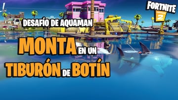 Fortnite - Desafío de Aquaman: usa una caña de pescar para deslizarte detrás de un tiburón de botín en Arenas Ardientes